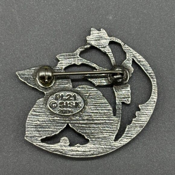 Pewter Ladybug Brooch Sisk Leaf Nature Pin Botanical Round Insect 2000s - Picture 2 of 3